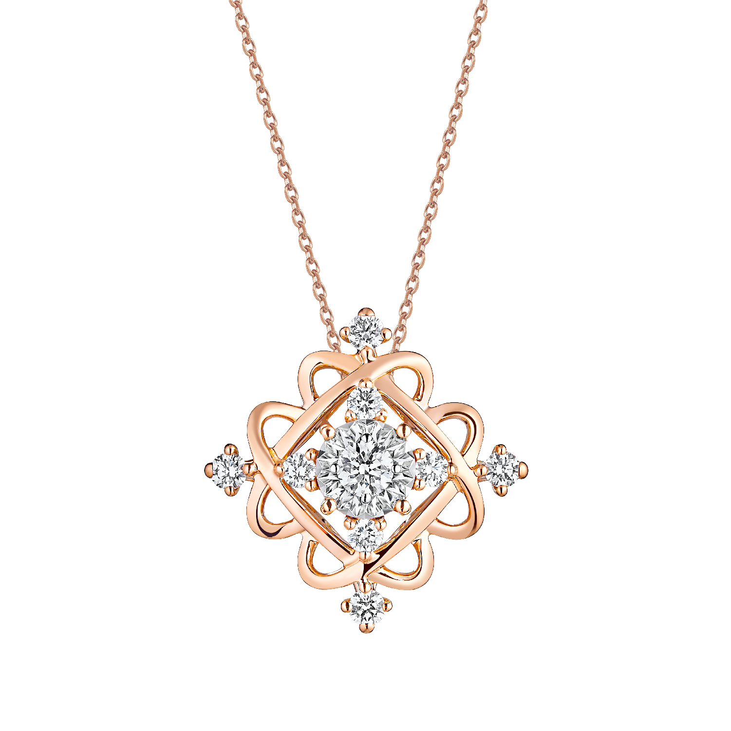 “Starry Flower”18K Gold Diamond Pendant