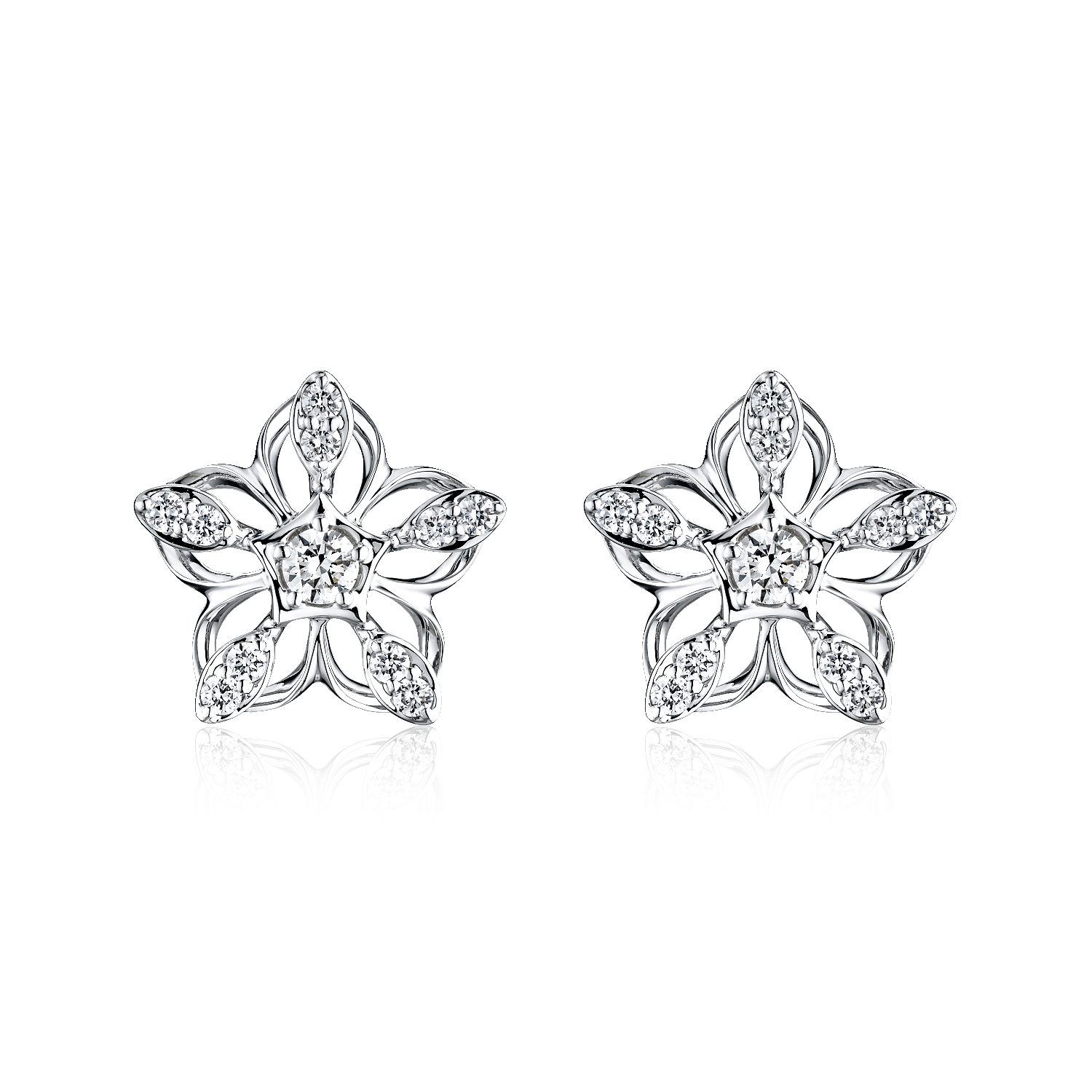 “Starry Flower”18K Gold Diamond Earrings