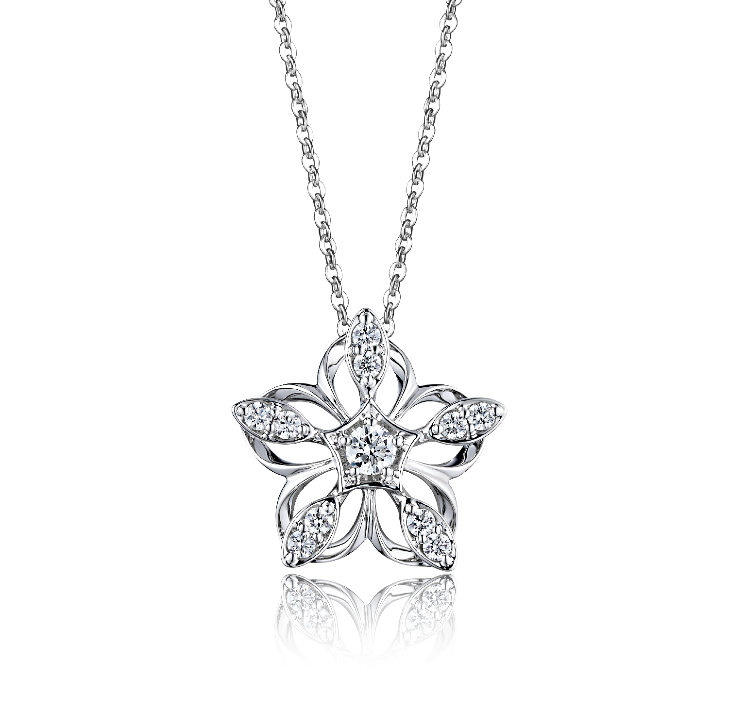 “Starry Flower”18K Gold Diamond Pendant