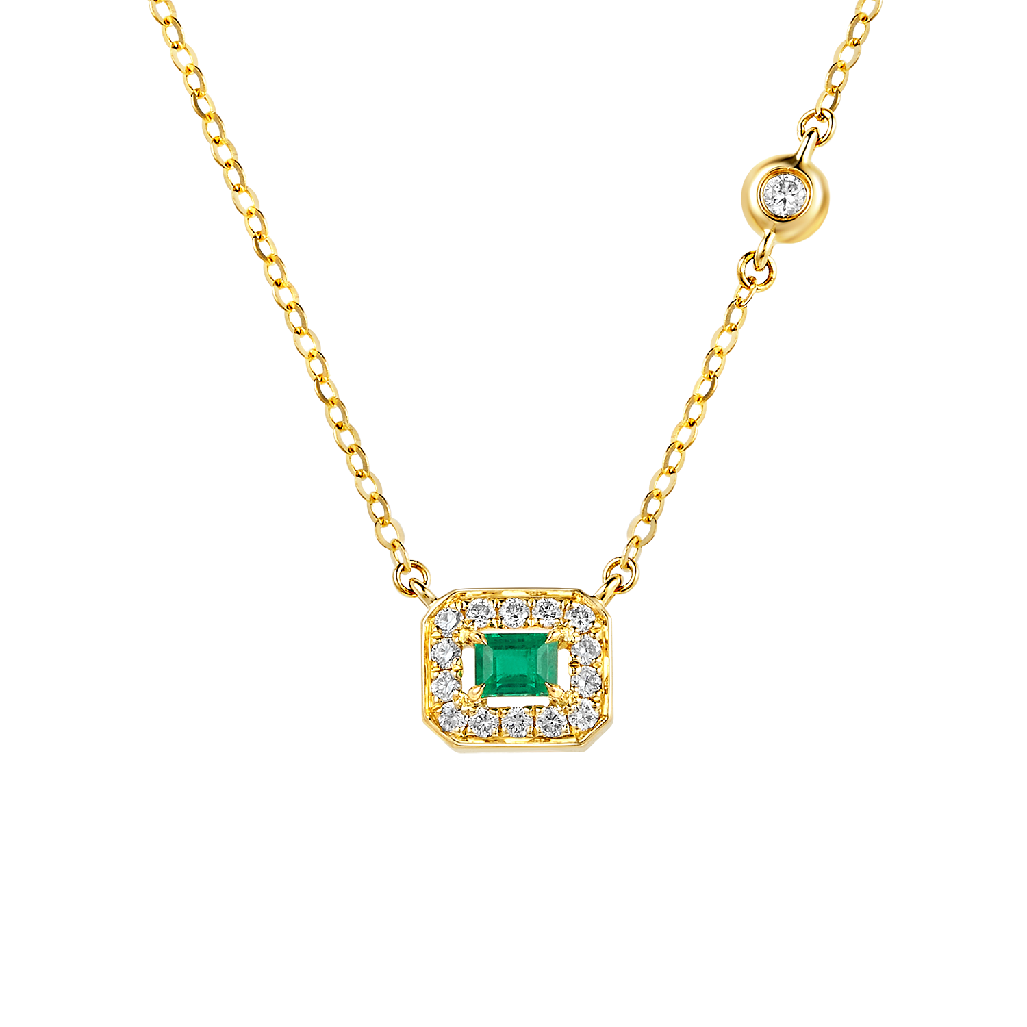 “Glittering Treasure”18K Gold Emerald and Diamond Necklace 