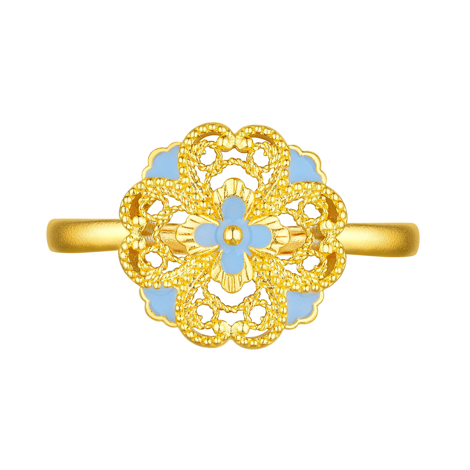 Heirloom Fortune - Charm of Song Dynasty Collection "Blue Floral Rhythm" Gold Ring