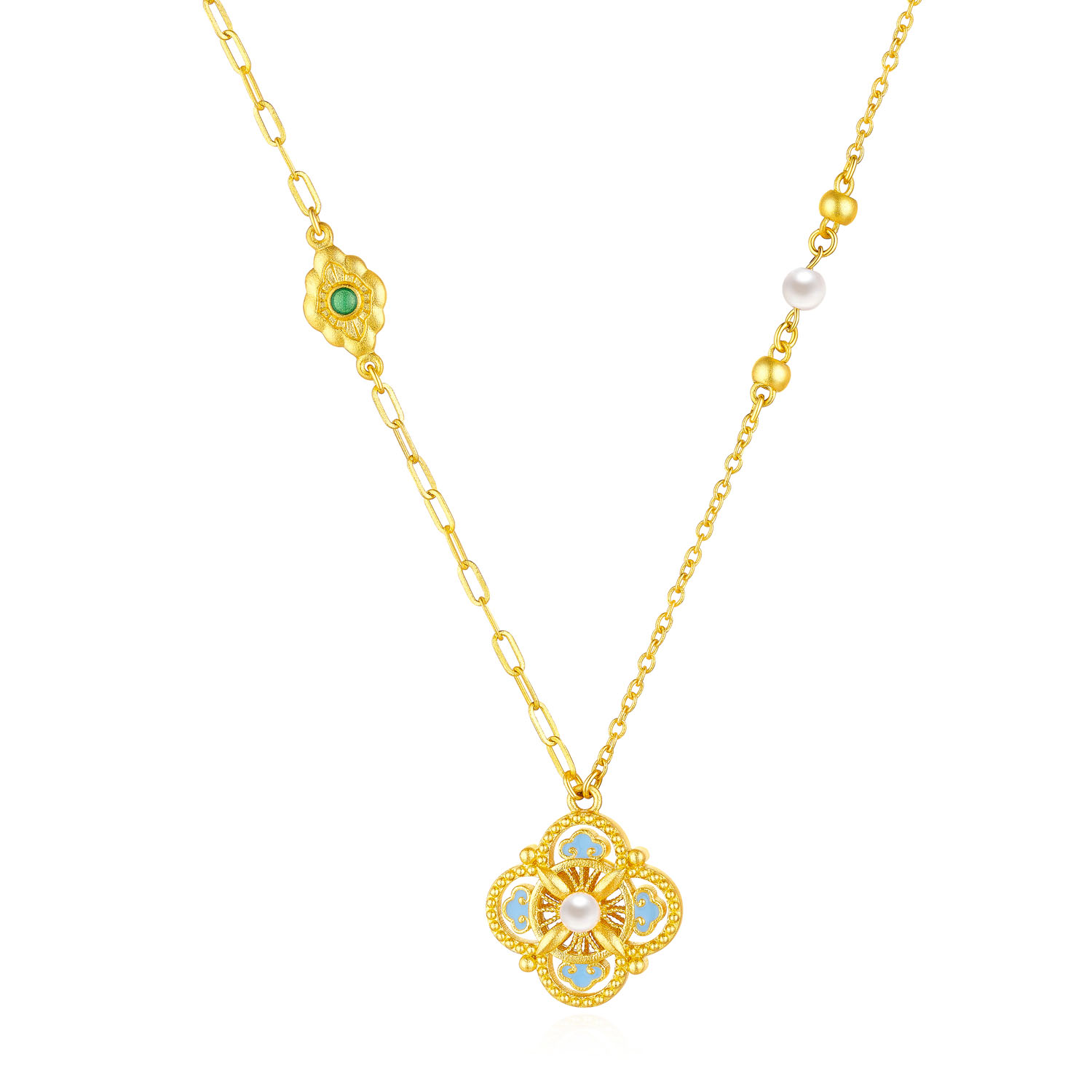 Heirloom Fortune - Charm of Song Dynasty Collection "Auspicious Song Style" Gold Pearl Necklace