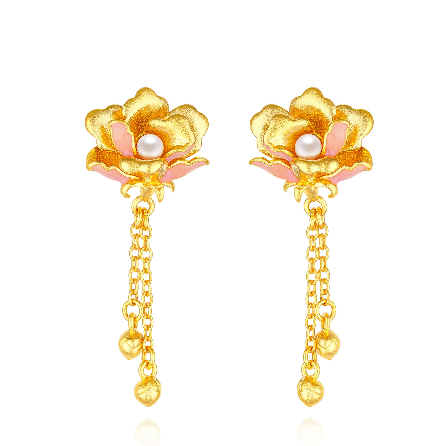 Heirloom Fortune - Charm of Song Dynasty Collection "Lotus Blossom" Gold Pearl Earrings