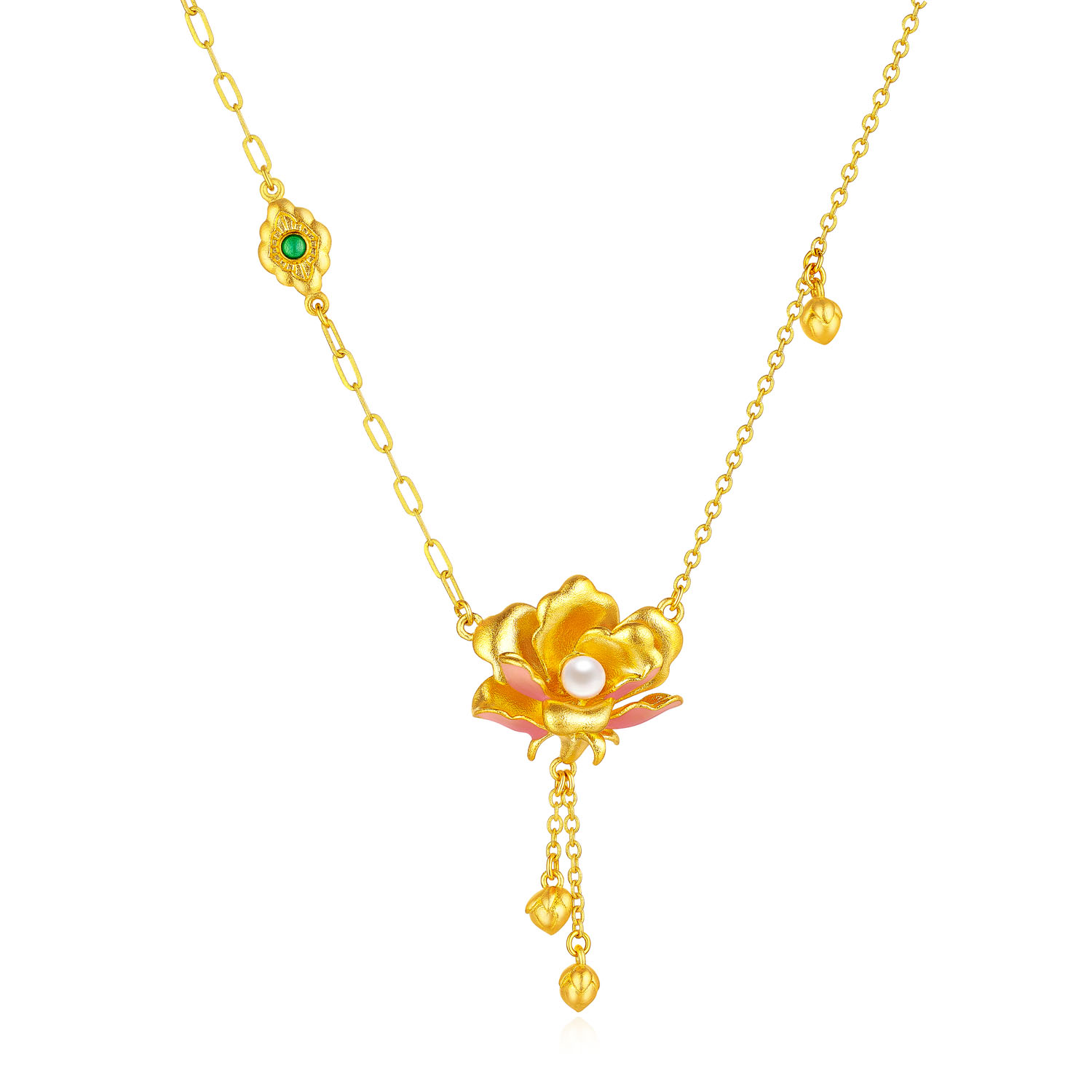 Heirloom Fortune - Charm of Song Dynasty Collection "Lotus Blossom" Gold Pearl Necklace