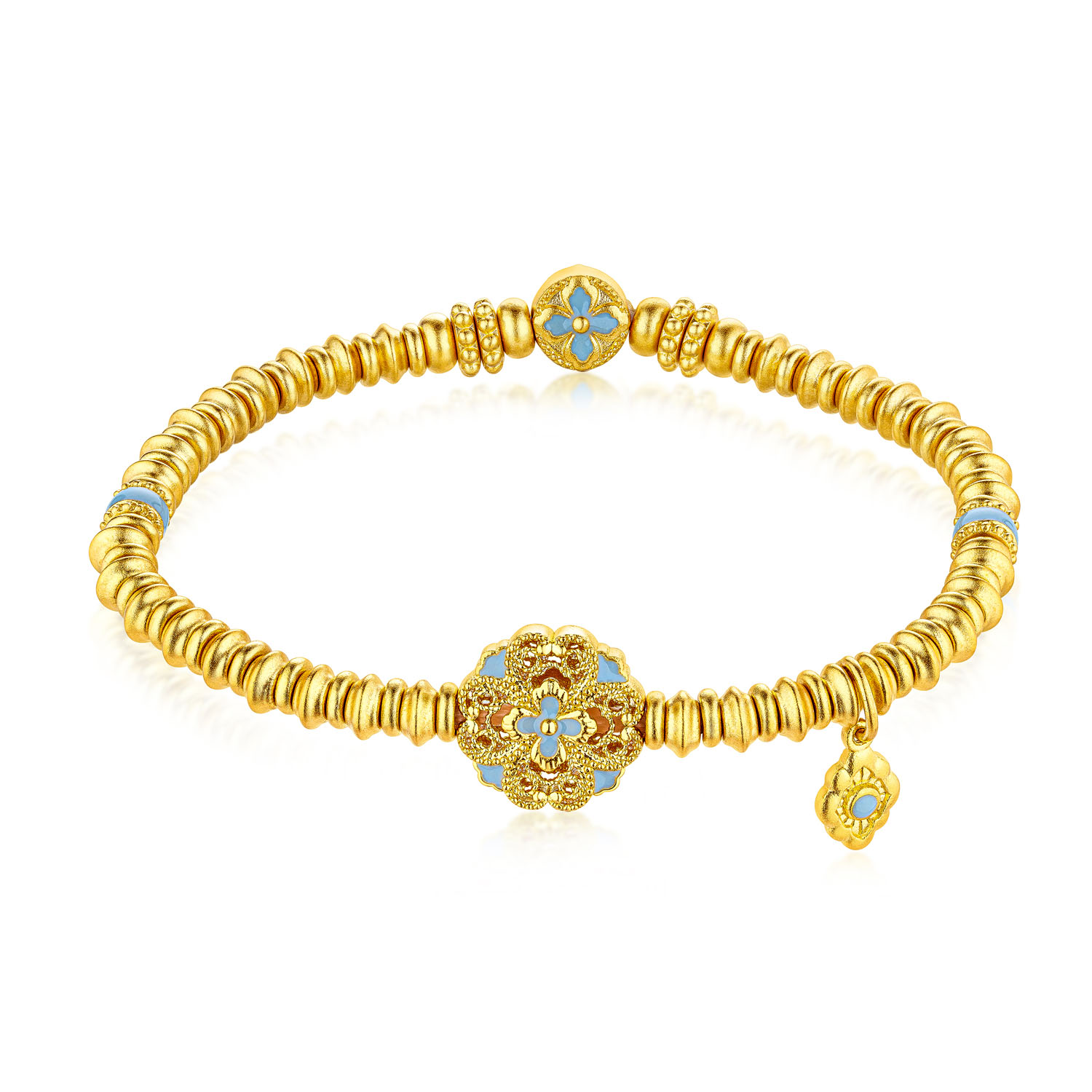 Heirloom Fortune - Charm of Song Dynasty Collection "Blue Floral Rhythm" Gold Bracelet