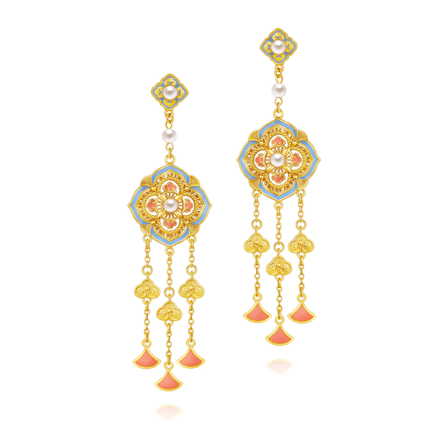 Heirloom Fortune - Charm of Song Dynasty Collection "Exquisite Knot" Gold Pearl Earrings