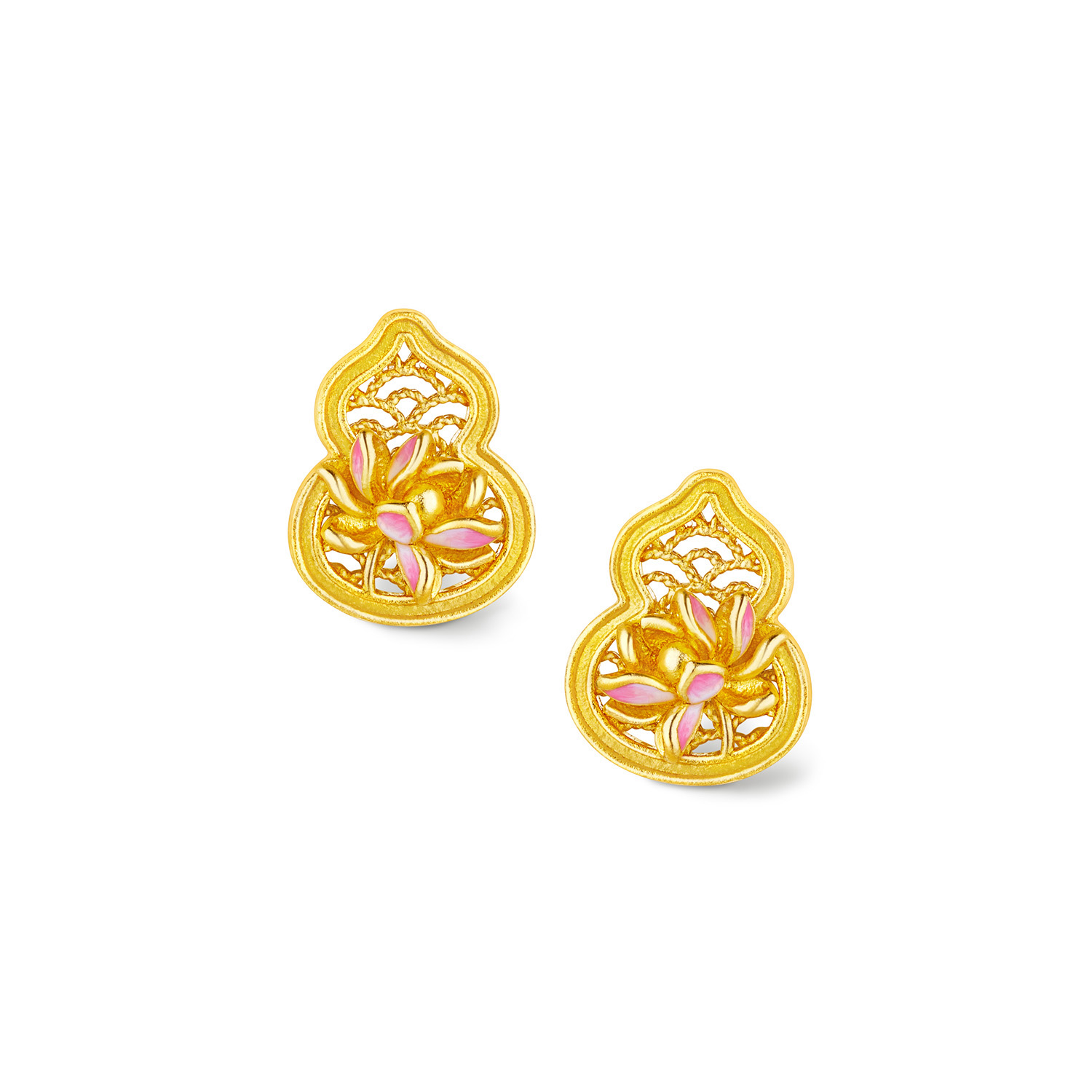 Heirloom Fortune - Charm of Song Dynasty Collection "Floral Gourd" Gold Earrings