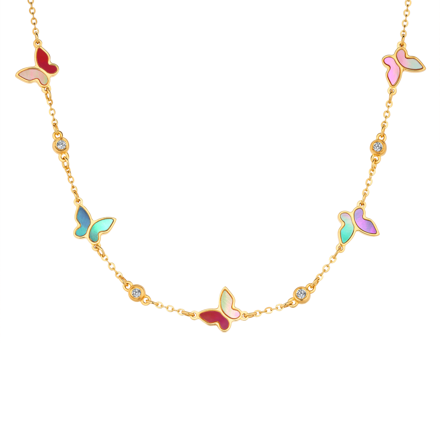 "Radiant Butterflies" Gold Diamond Necklace