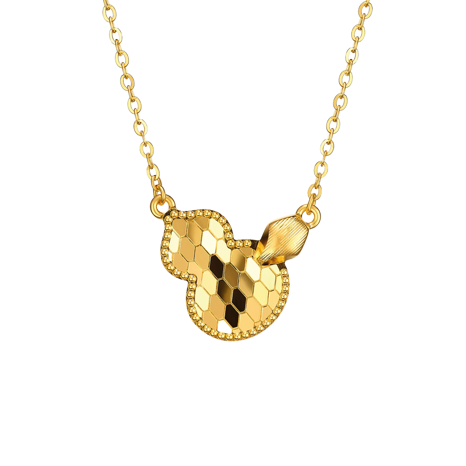 Fortune Snake Collection Shimmering Glitter "Shimmering Gourd" Gold Necklace