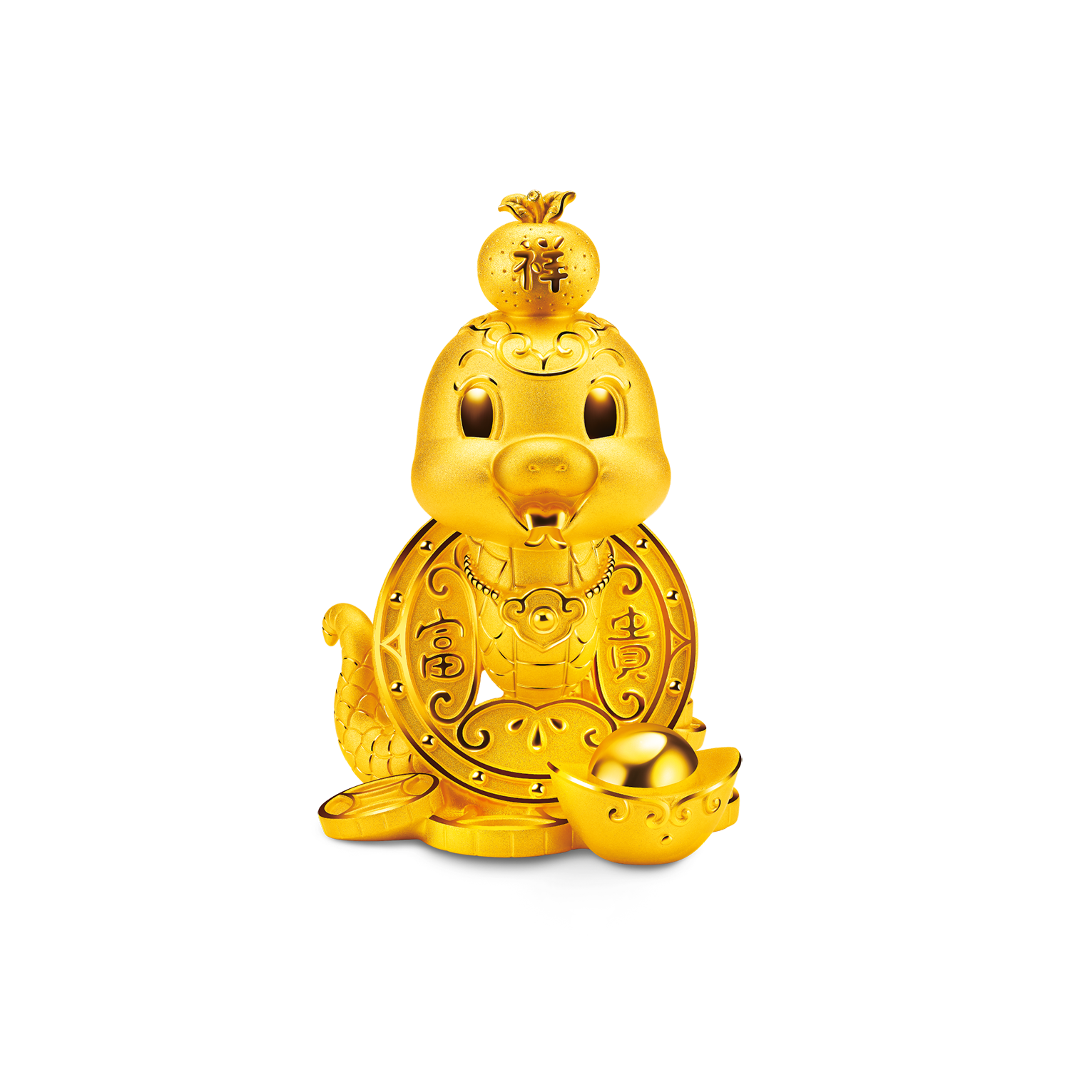 Fortune Snake Collection Auspicious Snake "Snake of Wealth" Solid Gold Figurine 