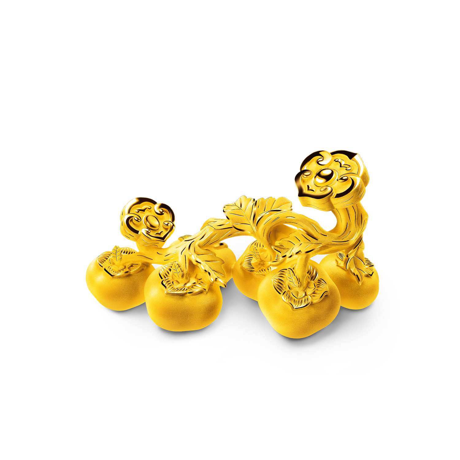 Fortune Snake Collection "Auspicious Persimmons" Gold Figurine