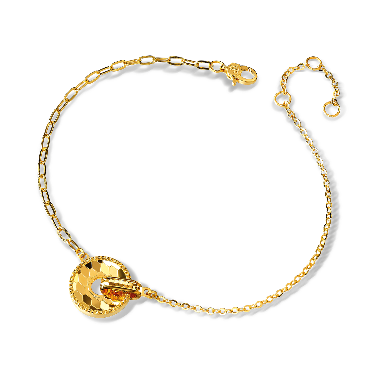 Fortune Snake Collection Shimmering Glitter "Shimmering Circle" Gold Bracelet