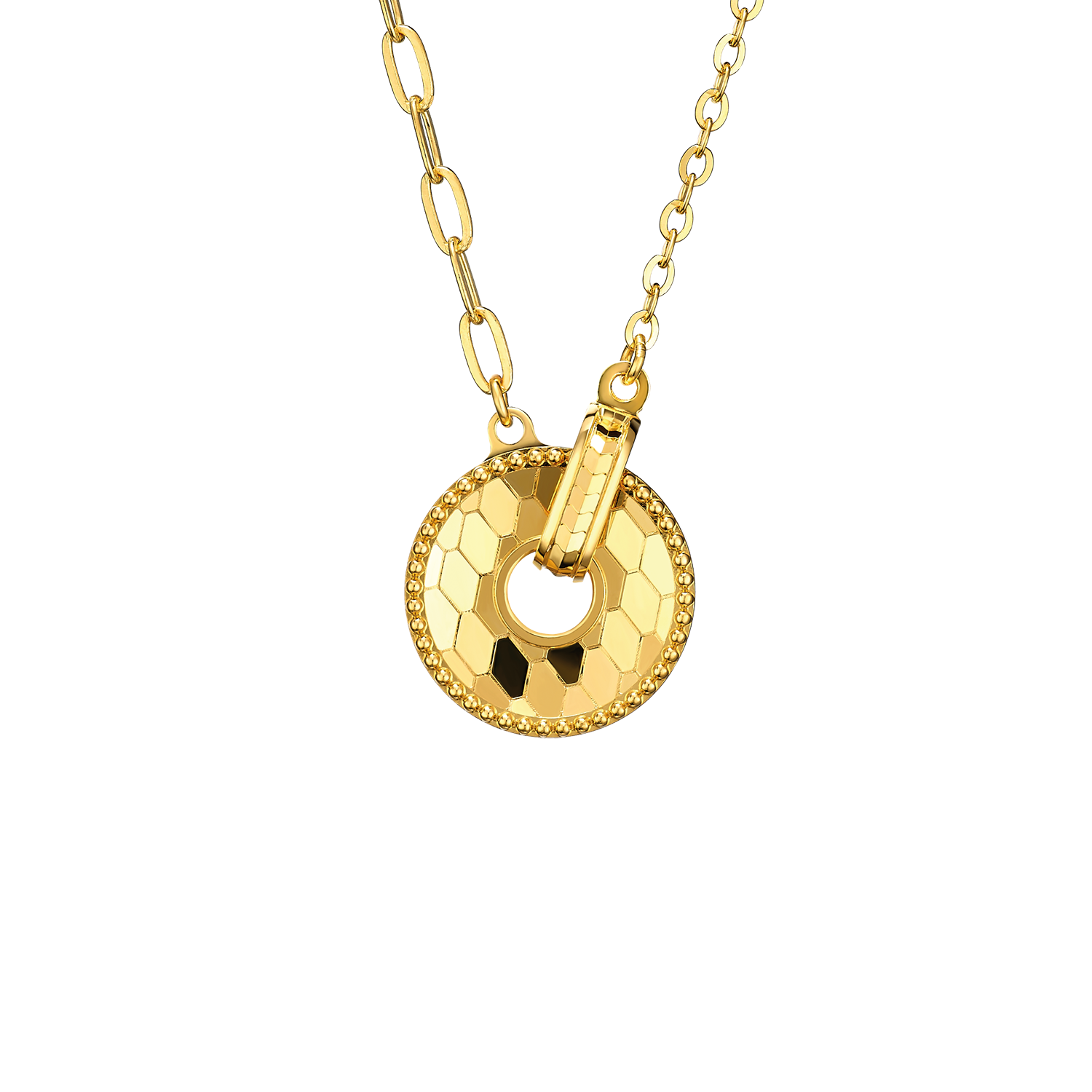 Fortune Snake Collection Shimmering Glitter "Shimmering Circle" Gold Necklace