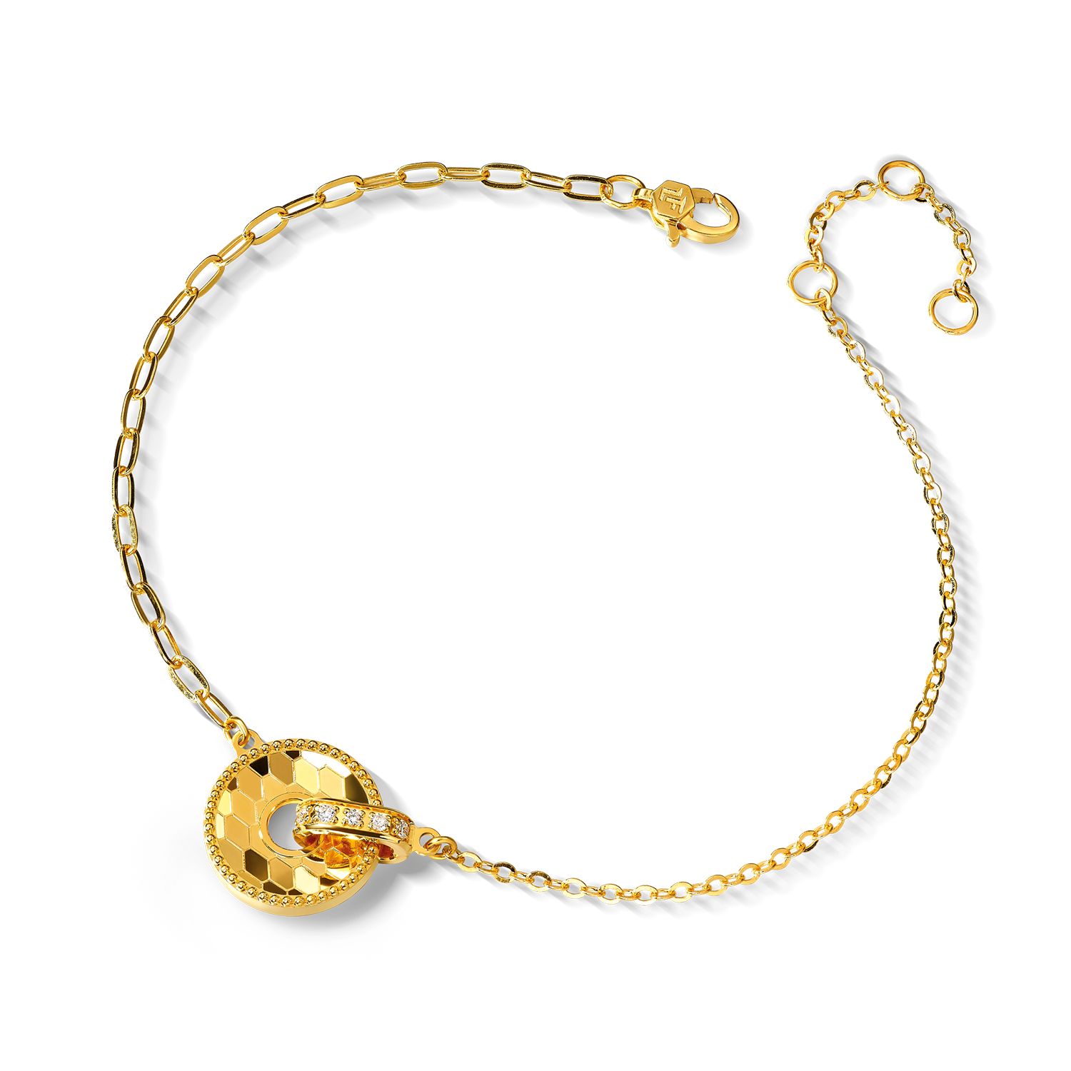 Fortune Snake Collection Goldstyle•X Shimmering Glitter "Circle of Perfection" Gold Diamond Bracelet