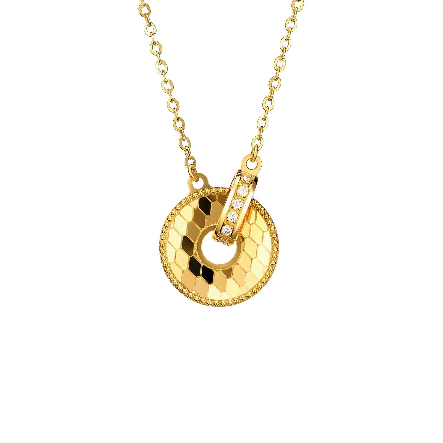 Fortune Snake Collection Goldstyle•X Shimmering Glitter "Circle of Perfection" Gold Diamond Necklace